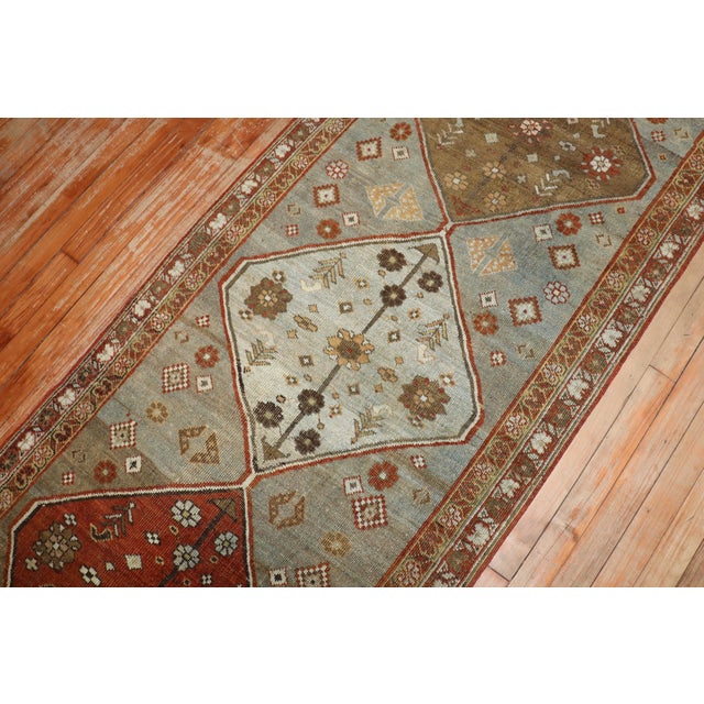 Gray Early 20th Century Bidjar Geometric Runner, 2'9'' X 14'11'' For Sale - Image 8 of 11