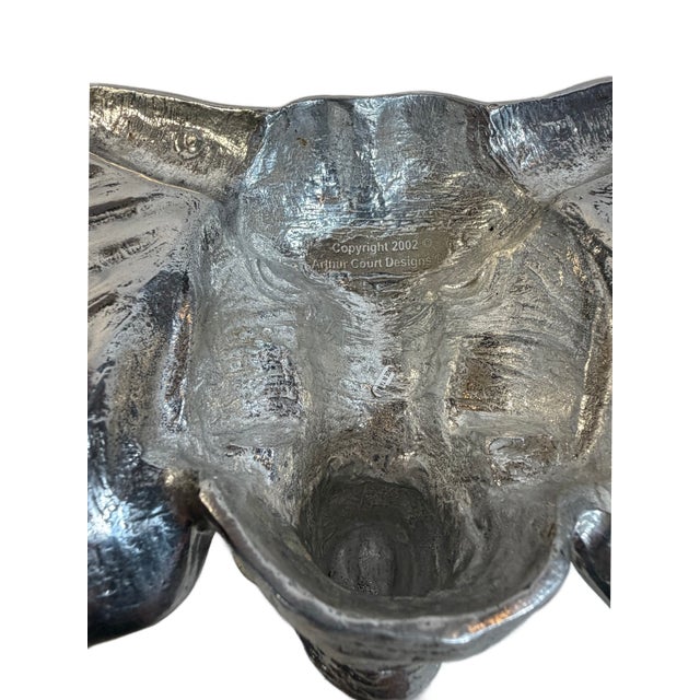 Metal Arthur Court Aluminum Elephant Serving Tray Safari Barware Platter For Sale - Image 7 of 8