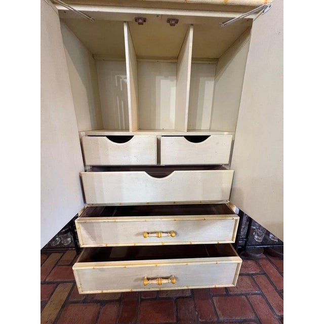 1970's Faux Bamboo Yellow Armoire by Century Furniture For Sale - Image 9 of 18