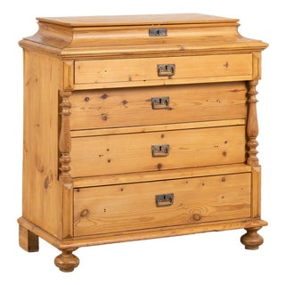 19th Century Danish Pine Chest of Four Drawers With Hidden Top Storage For Sale