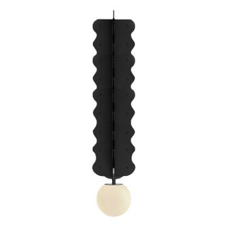 Minimalist Medium Led Pendant Lamp Sculptural Geometric Art Object Steel and Frosted Glass For Sale