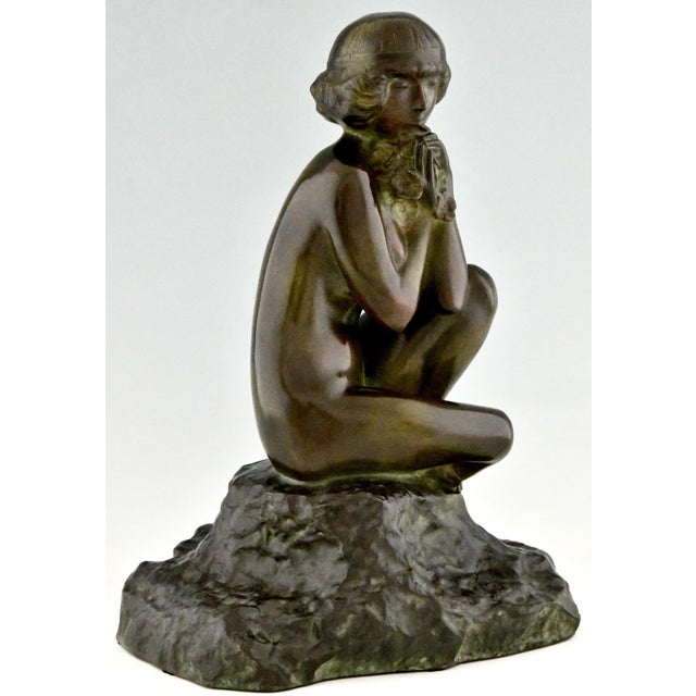 Maxime Real Del Sarte, Art Deco Sculpture, Seated Nude with Flowers, France, 1920s, Bronze For Sale - Image 9 of 12