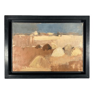 Roger Muhl, Landscape of a Harvested Field, 1970s, Oil Painting on Canvas For Sale
