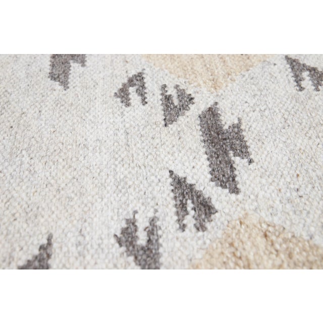 2020s Modern Swedish Style Handwoven Abstract Custom Ivory Wool Rug For Sale - Image 5 of 6
