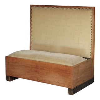 Small Art Deco Dutch Oak Hall Bench, 1930s For Sale