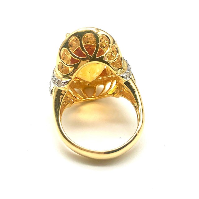 Gemstone Bochic “Orient” Vintage Yellow Sapphire, Citrine & Diamonds Set 18K Gold & Silver For Sale - Image 7 of 13
