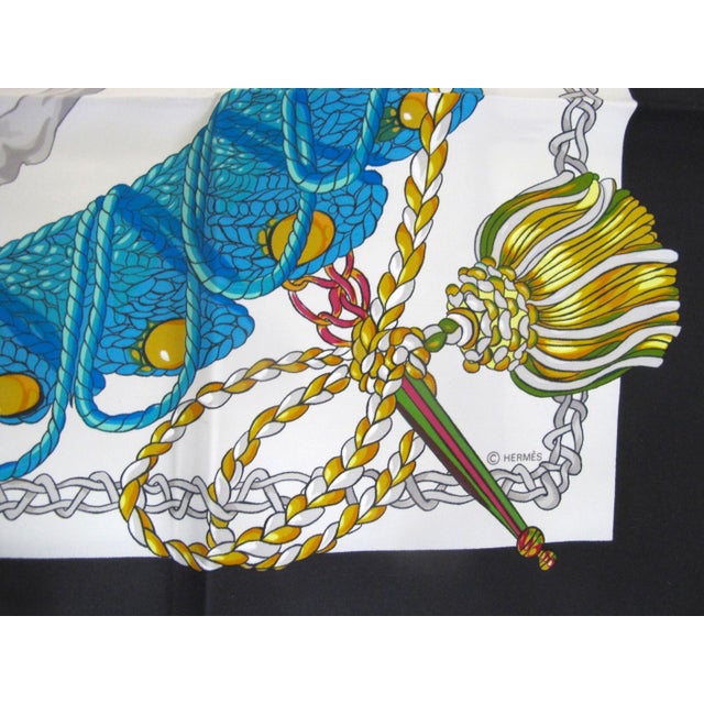 2000 - 2009 Hermes Paris Carre 90 Le Timbalier Black Border Silk Scarf NWT & Box For Sale - Image 5 of 13