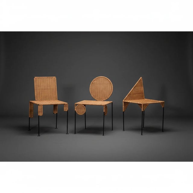 Mid-Century Modern Shaped Oddity Rectangle Chair - Sculptural Wicker Seating For Sale - Image 3 of 8