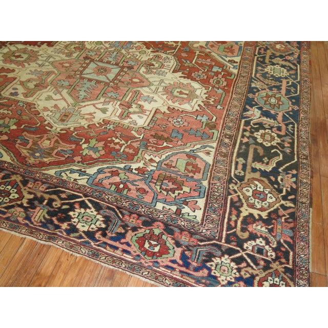Zabihi Collection Large Antique Persian Square Heriz Rug - 8'6" x 9'2" For Sale - Image 9 of 12
