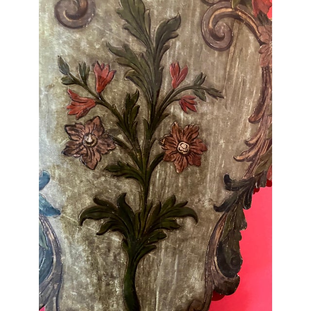 18th Century Venetian Polychrome and Mecca Lacquered Wooden Wall Sconces, Set of 2 For Sale - Image 14 of 15