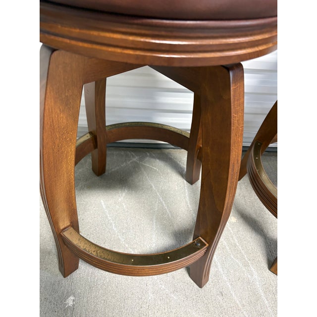 Pair of Bar Stools With Leather Seats, 20th Century For Sale In Savannah - Image 6 of 6