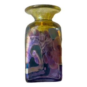 2000s Robert Held Blown Glass Iridescent Signed Vase