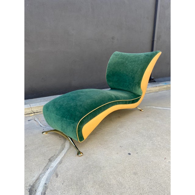 Dark Green Postmodern Kagan Style Dynamic Chaise For Sale - Image 8 of 8
