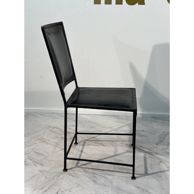 1970s Set of 6 Leather and Iron Vintage Italian Dining Chairs, 1970s For Sale - Image 5 of 7