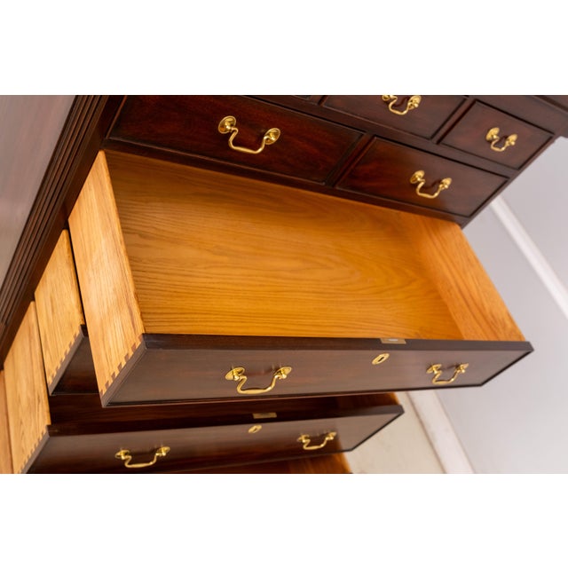 Wood 1990s Henkel Harris New Market Mahogany Tall Chest For Sale - Image 7 of 18
