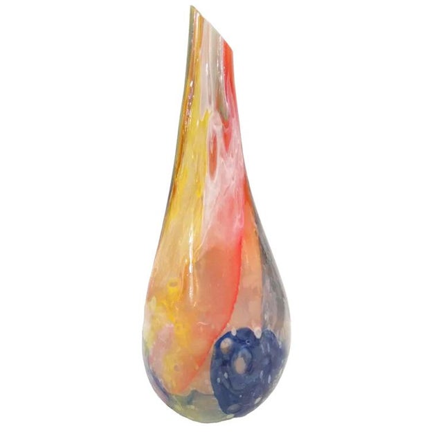 Large Late 20th Century Italian Murano Overlaid Crystal Glass Decorative Vase For Sale - Image 10 of 10