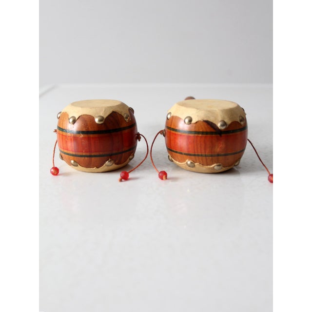 Red Vintage Mexican Spinning Drums Pair For Sale - Image 8 of 8