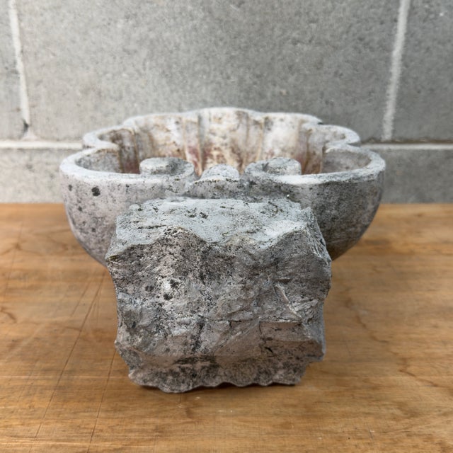 Antique Holy Water Stoup in Carved Stone For Sale - Image 3 of 11