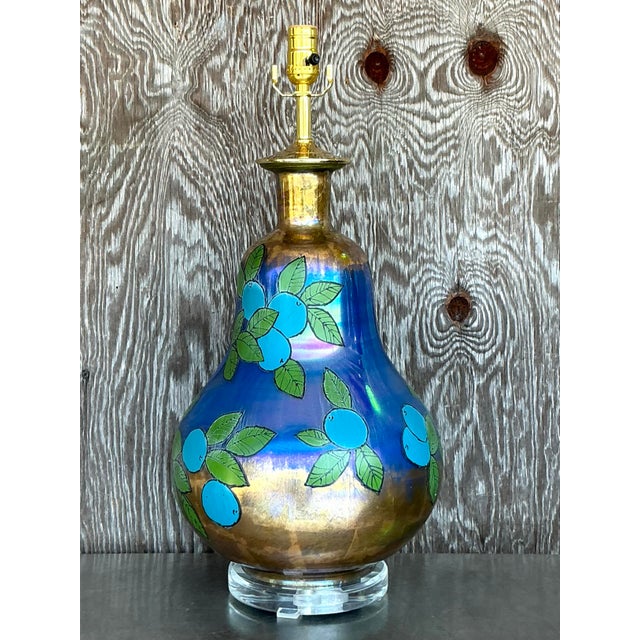 Vintage Boho Eglomise Table Lamp For Sale In West Palm - Image 6 of 9
