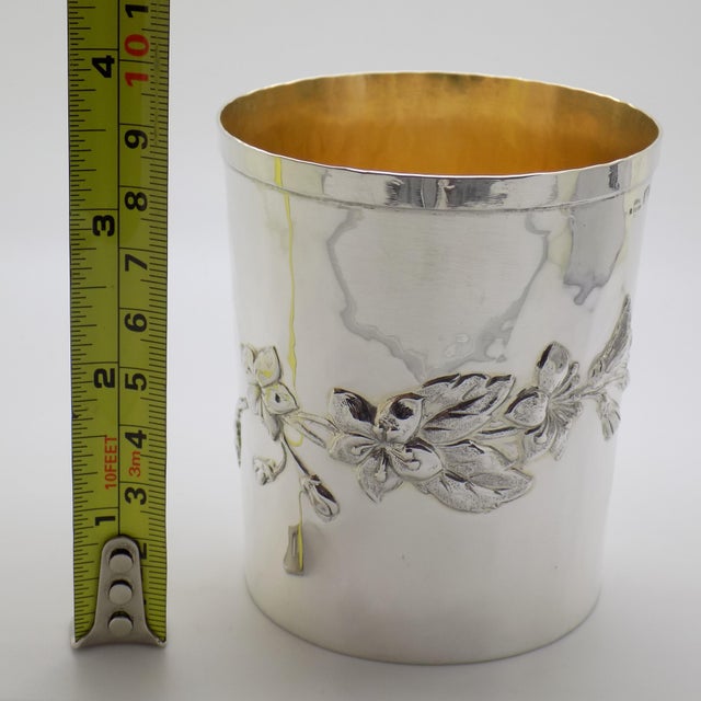 Vintage Italian Handmade Genuine Silver Gilded Beaker Florentine Elegant Cup, Made in Tuscany (Florence, Firenze, Italy) For Sale - Image 15 of 15