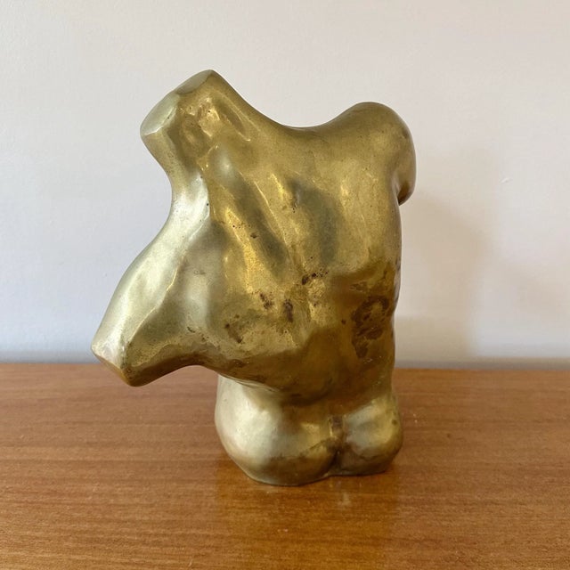 Abstract Vintage Abstract Figurative Torso Brass Sculpture For Sale - Image 3 of 7