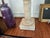 A beautiful marble pedestal with nice veining through out shaft. Very heavy 6 inch width shaft 42 inches tall Top marble...