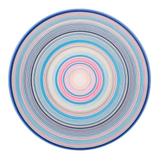 David Hardaker "Threads" Contemporary Abstract Blue, Pink, & White Concentric Circle Painting, 2024 For Sale