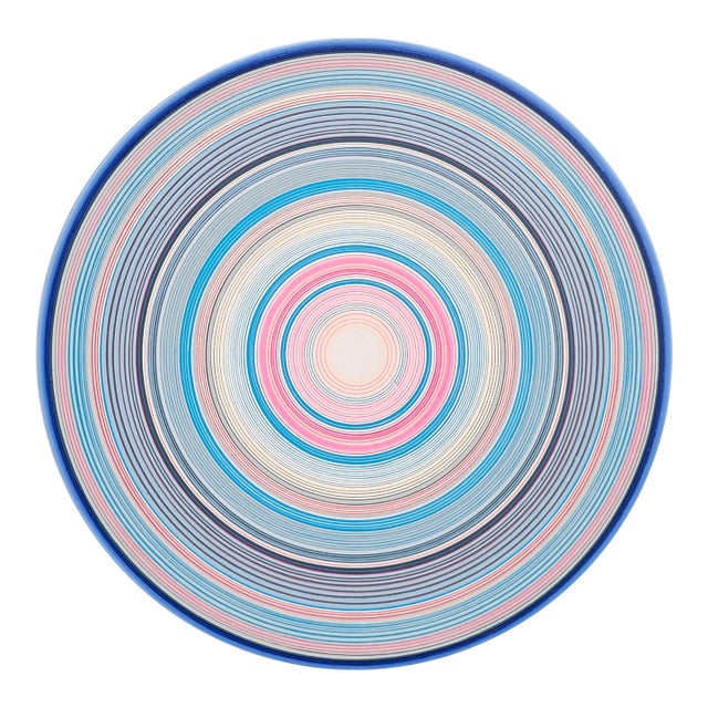 David Hardaker "Threads" Contemporary Abstract Blue, Pink, & White Concentric Circle Painting, 2024 For Sale