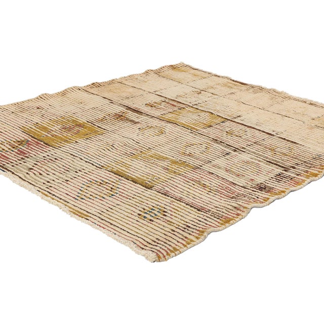 78876 Distressed Vintage Square Persian Lori Rug, 04'00 x 04'05. This hand-knotted wool distressed vintage Persian Lori...
