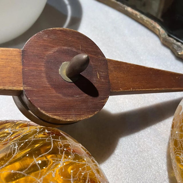 1960s Pendant Lamp Mahogany Art Glass Eugenio Escudero Mexico For Sale - Image 11 of 12