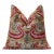 Hand-Knotted Scroll Ikat Silk Velvet Pillow - 20x20 Sand & Raspberry For Sale