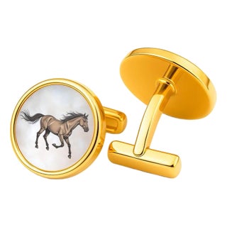 Mother of Pearl Cufflinks - Running Horse Cufflinks, A Pair For Sale