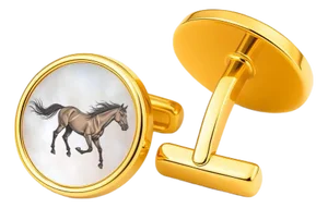Mother of Pearl Cufflinks - Running Horse Cufflinks, A Pair