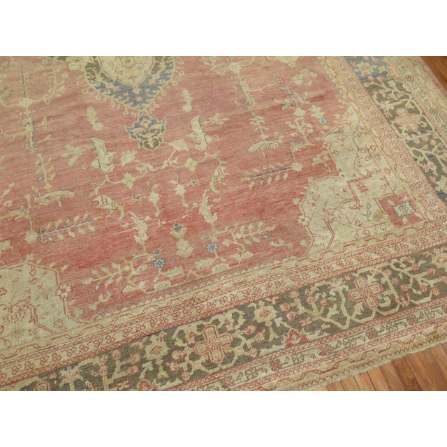 Rose Soft Rose Pink Antique Oushak Rug - 11'5" x 15'7" For Sale - Image 8 of 14