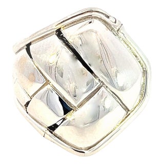 1990s John Hardy Estate Woven Bamboo Style Ring 7.25 Silver For Sale