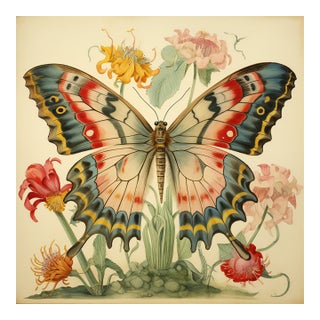 Butterfly and Flowers No. 20 – Natural History Fine Art Print For Sale