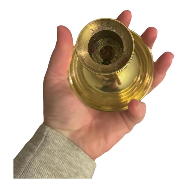 Shabby Chic Vintage Baldwin Brass Single Candlestick Holder 5" For Sale - Image 3 of 4