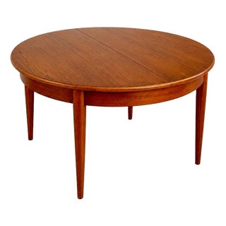 Mid-Century Danish Teak Round Extending Dining Table, 1960s For Sale