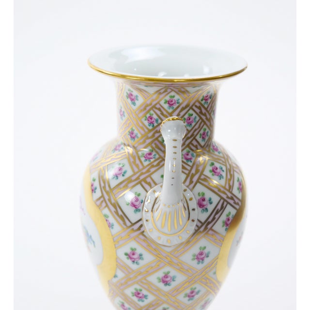 Gold German Dresden Porcelain Painted & Gilt-Decorated Urn-Shape Decorative Vase For Sale - Image 8 of 11