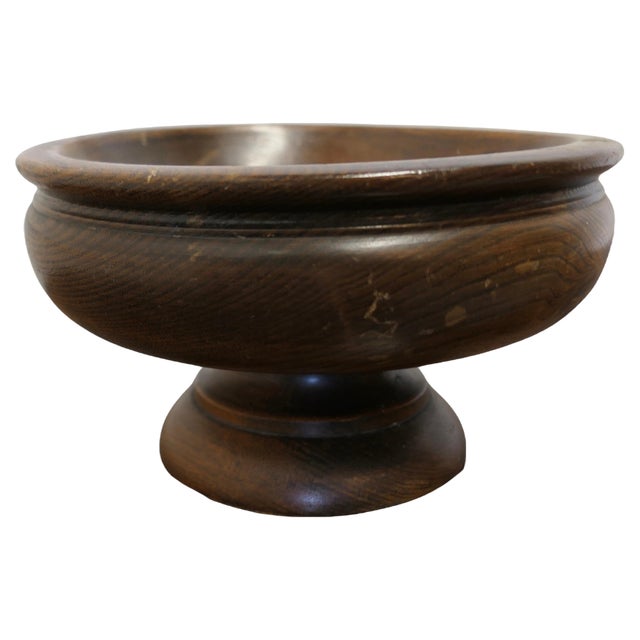 French Hand Turned Elm Wood Fruit Bowl, 1960s For Sale