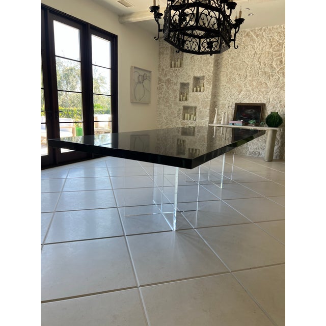 Large Black Veneer Attributed to Julian Chichester Modern Dining Room Table Seats 10-12 Table is solid wood with veneer...