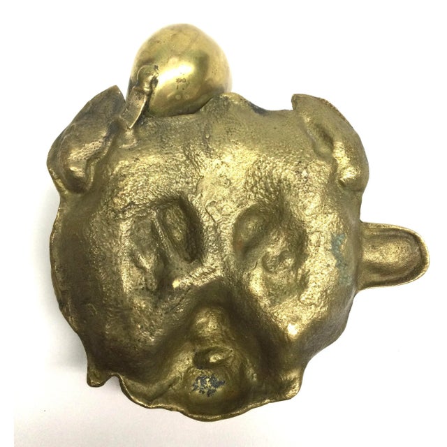 Antique Victorian Solid Brass Carved Bulldog Ashtray Match Holder For Sale - Image 10 of 13