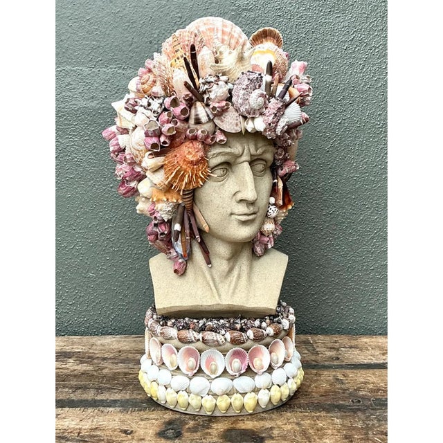 Vintage Coastal Shell Embellished Bust For Sale In West Palm - Image 6 of 12