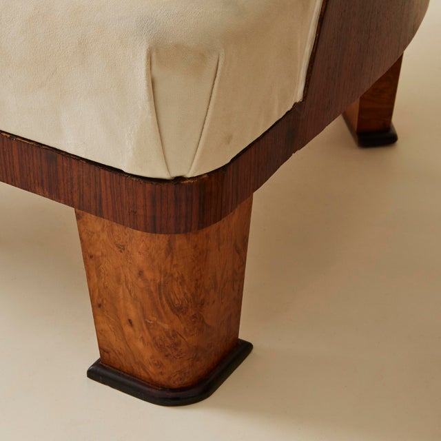 French Art Deco Cocktail Chairs With Wood Detail, a Pair, 1940's For Sale - Image 4 of 9