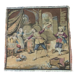 Vintage Belgian Tapestry Wall Hanging – 18th Century Courtly Scene, Made in Belgium For Sale