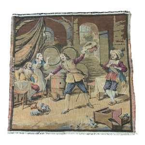 Vintage Belgian Tapestry Wall Hanging – 18th Century Courtly Scene, Made in Belgium