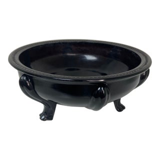1930s l.e. Smith Black Amethyst Glass Bowl For Sale