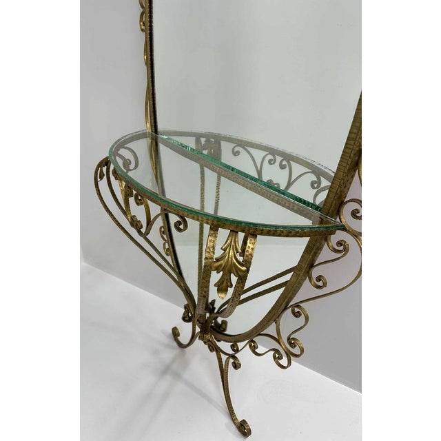 Italian Wall Mirror Console and Pouf attributed to Pierluigi Colli, 1960s, Set of 2 For Sale - Image 4 of 12