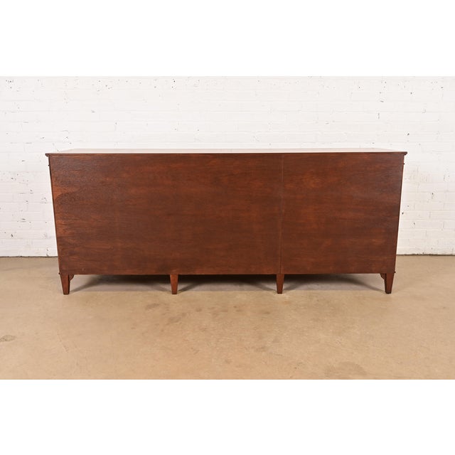 Baker Furniture French Empire Cherry Wood Triple Dresser or Credenza, Newly Refinished For Sale - Image 10 of 11