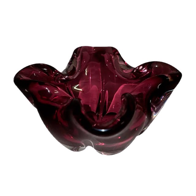 Mid-Century Pink Murano Glass Bowl For Sale